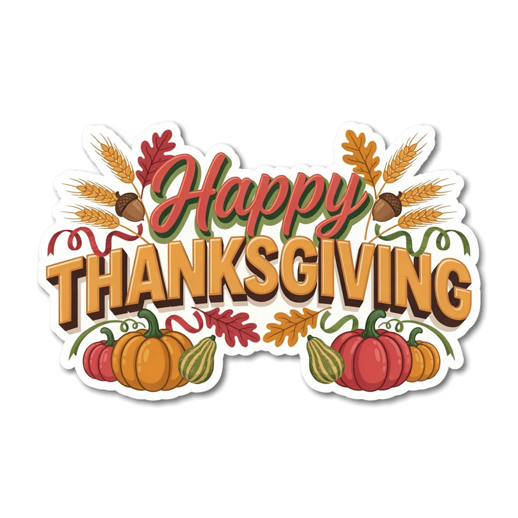 Happy Thanksgiving Autumn Harvest Sticker