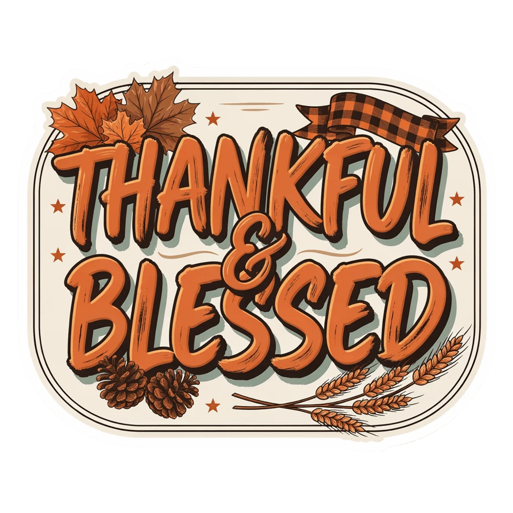 Thankful and Blessed Fall Leaves Quote Sticker
