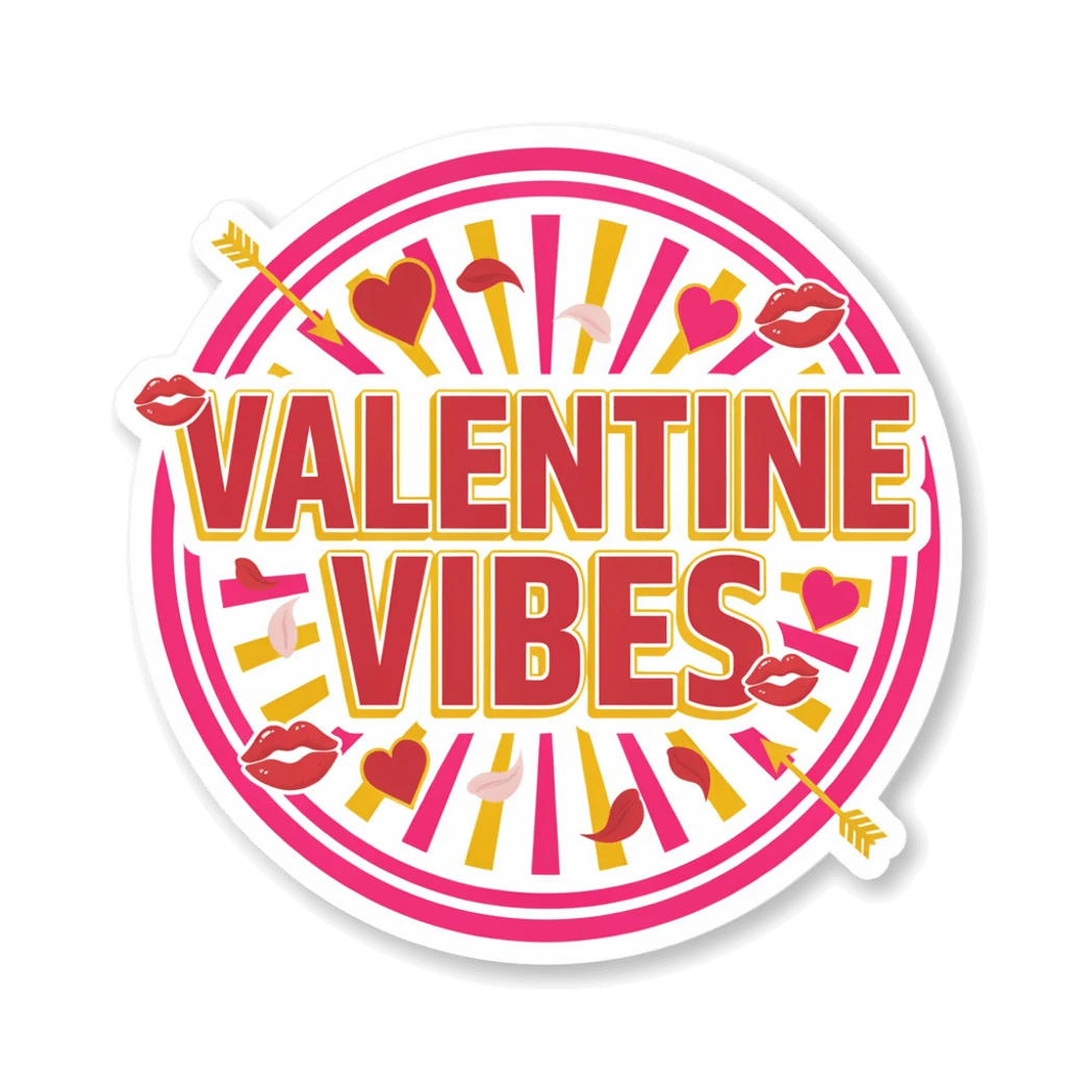 Valentine Vibes Retro Vinyl Sticker