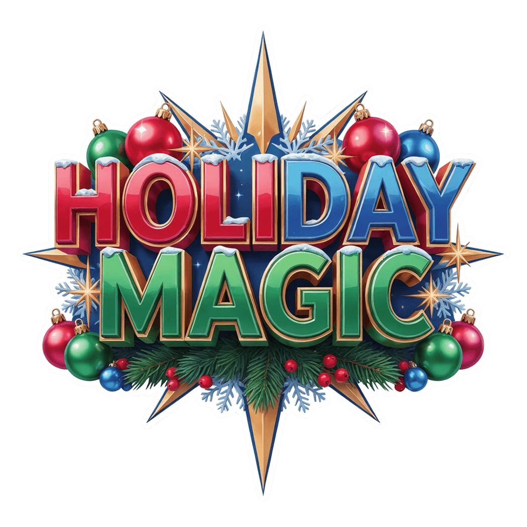 Holiday Magic Christmas Starburst Ornament Sticker