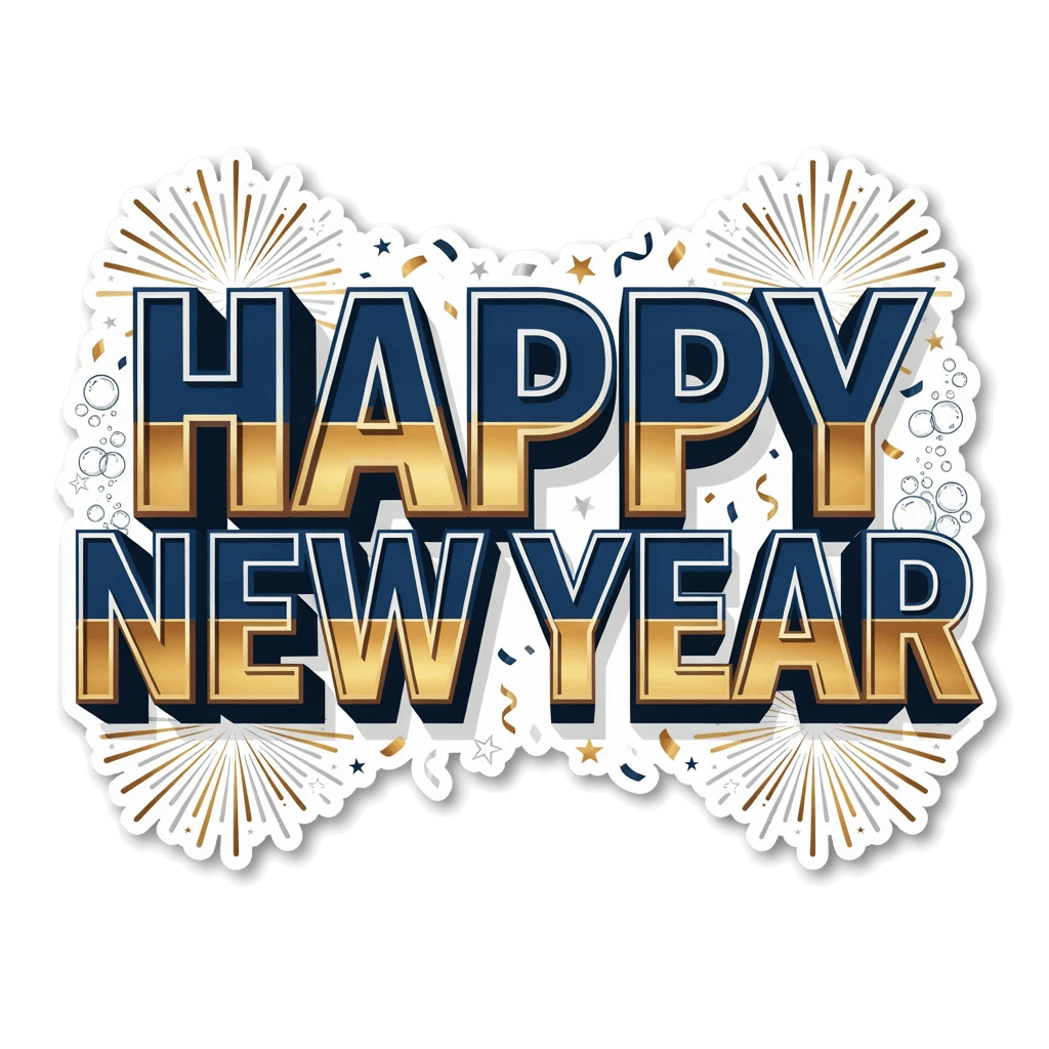 Happy New Year Fireworks Celebration Sticker