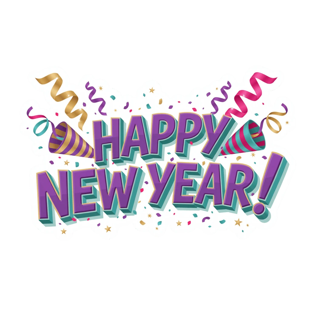 Happy New Year Party Confetti Vinyl Sticker