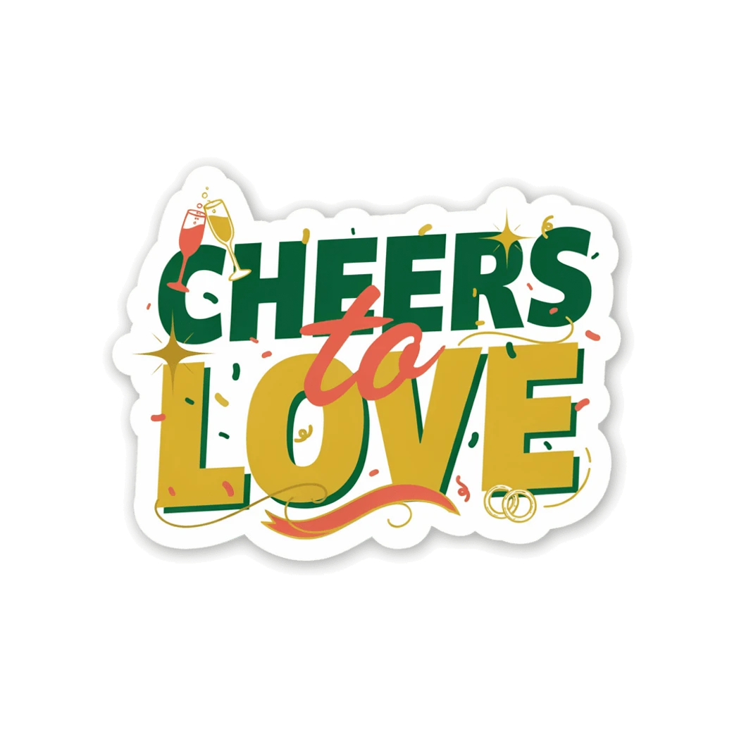 Cheers to Love Celebration Quote Vinyl Sticker