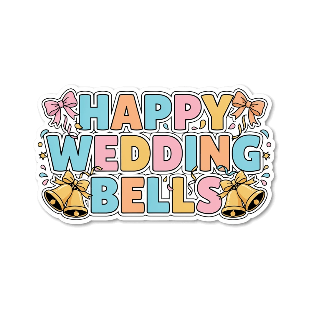 Happy Wedding Bells Pastel Celebration Sticker
