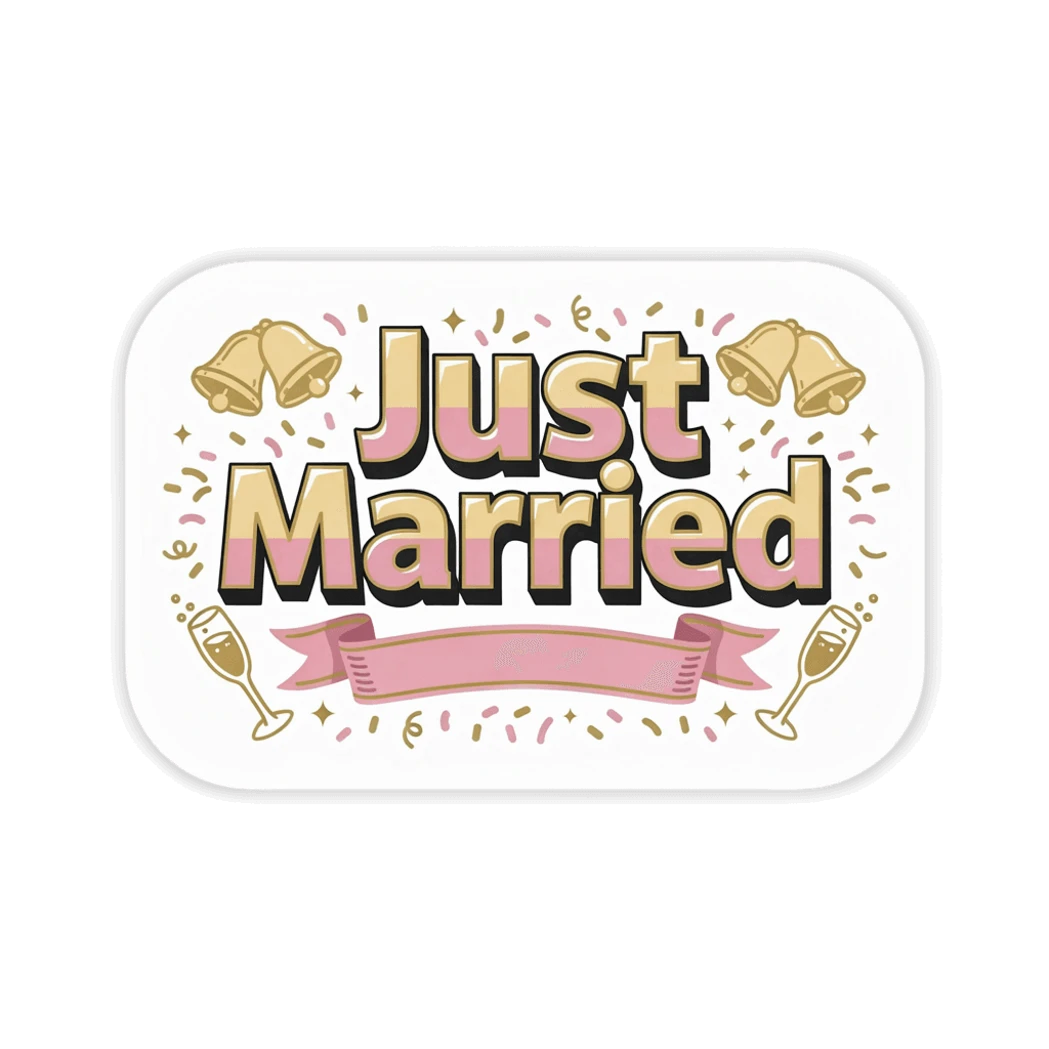 Just Married Wedding Celebration Vinyl Sticker