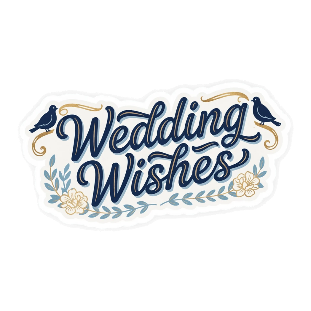 Wedding Wishes Floral Script Vinyl Sticker