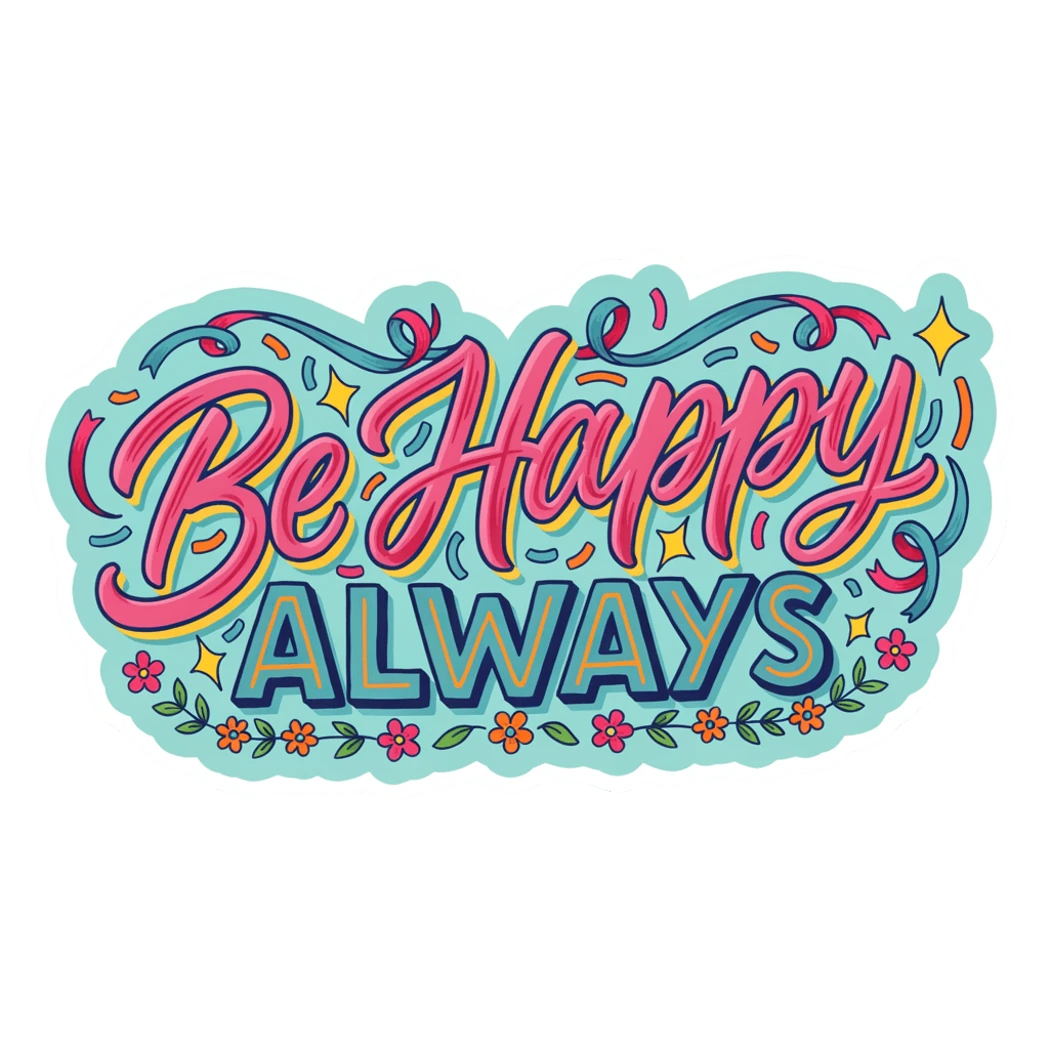 Be Happy Always Retro Motivational Sticker