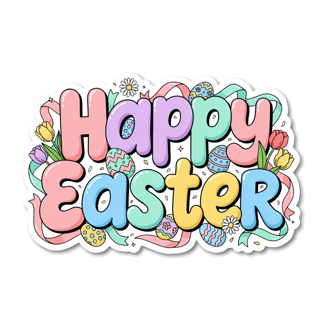 Pastel Happy Easter Vinyl Sticker