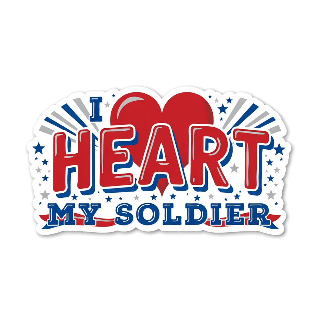 I Heart My Soldier Patriotic Love Sticker