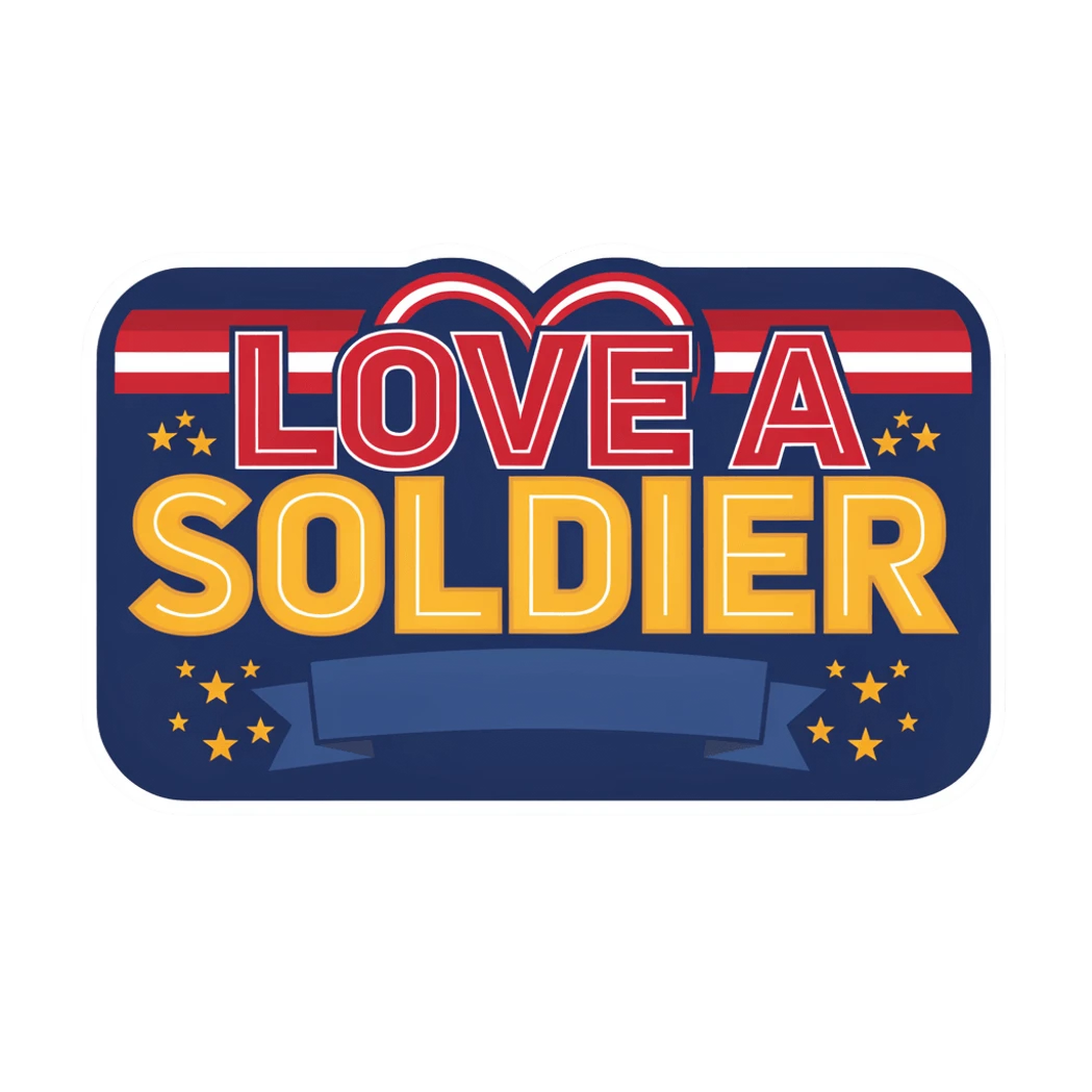 Love A Soldier Patriotic Badge Vinyl Sticker