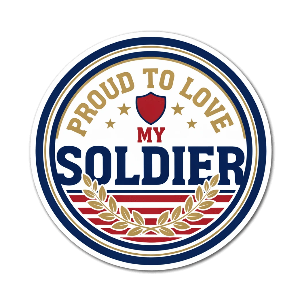 Proud to Love My Soldier Patriotic Badge Sticker