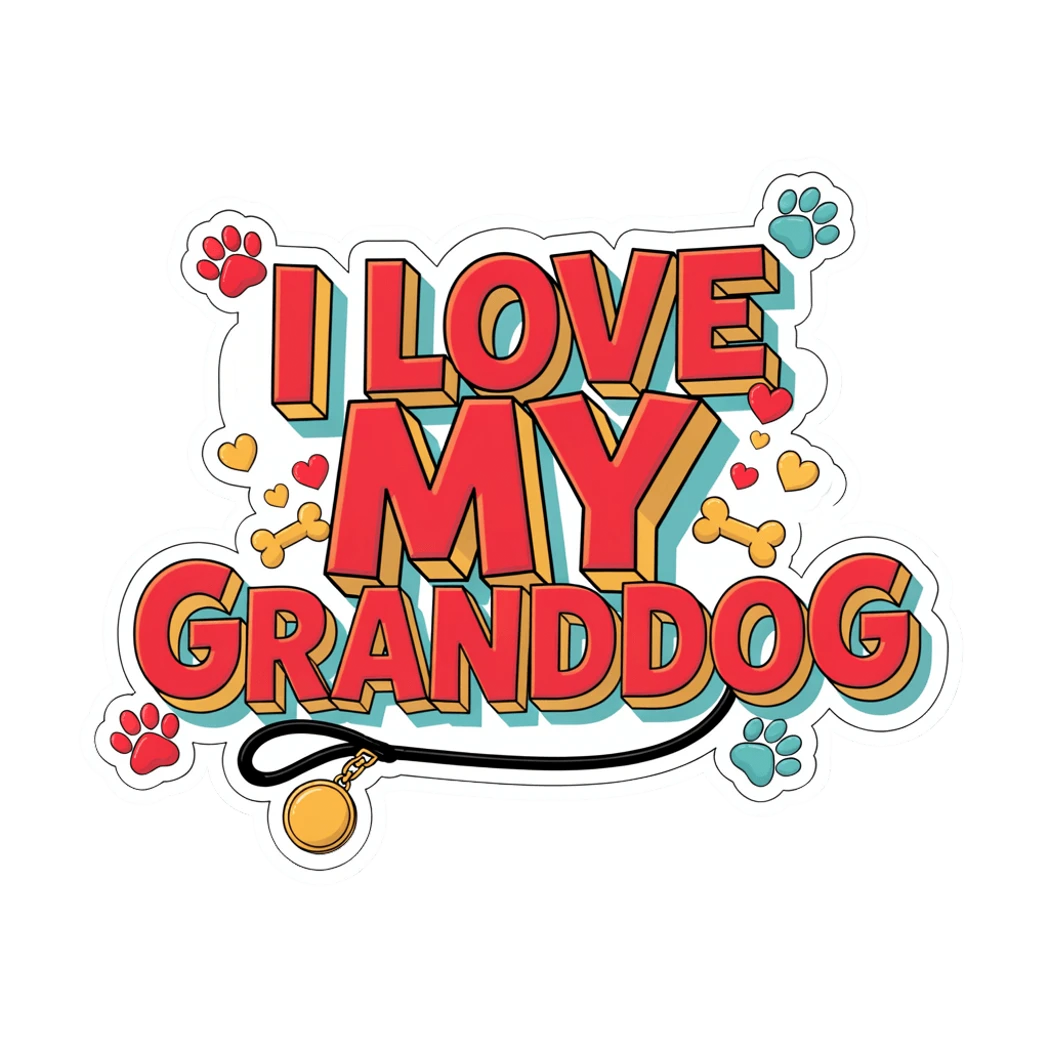 I Love My Granddog Retro Dog Lover Sticker