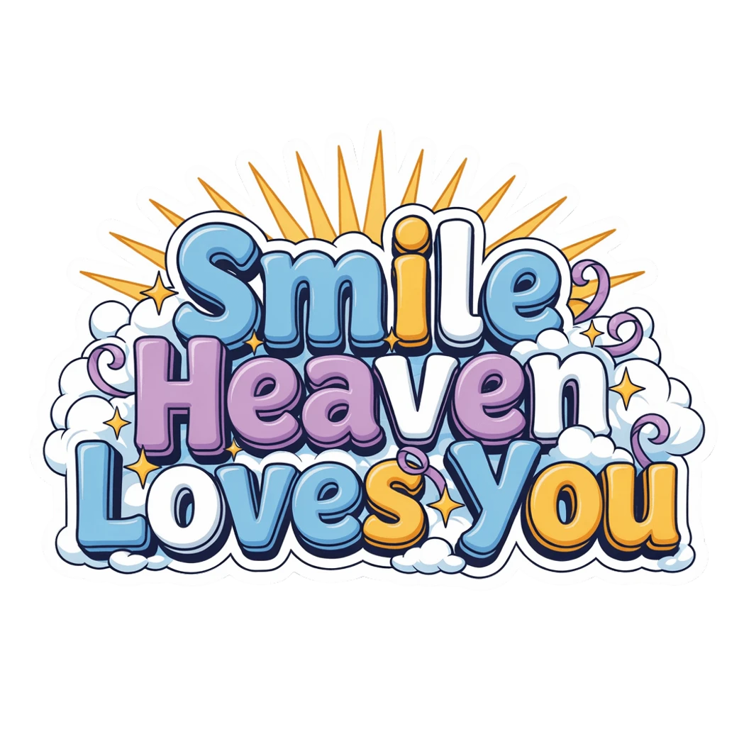 Smile Heaven Loves You Sticker - Waterproof Vinyl Positive Quote Decal