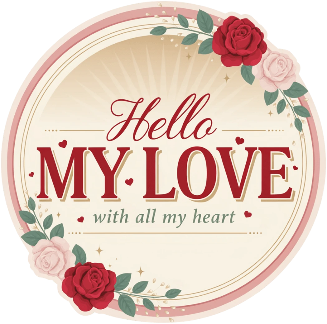 Hello My Love Romantic Floral Vinyl Sticker
