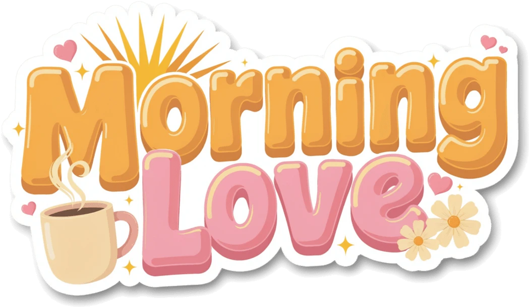 Good Morning Sticker - Morning Love Coffee Vinyl Sticker