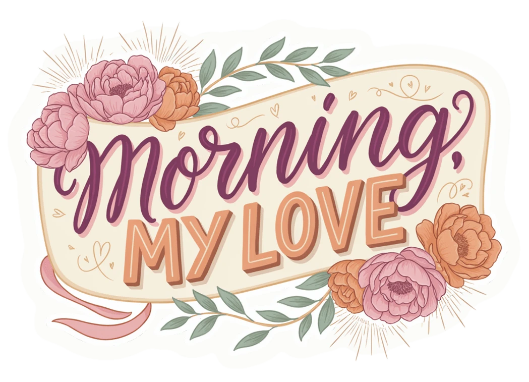 Morning My Love Floral Vinyl Sticker