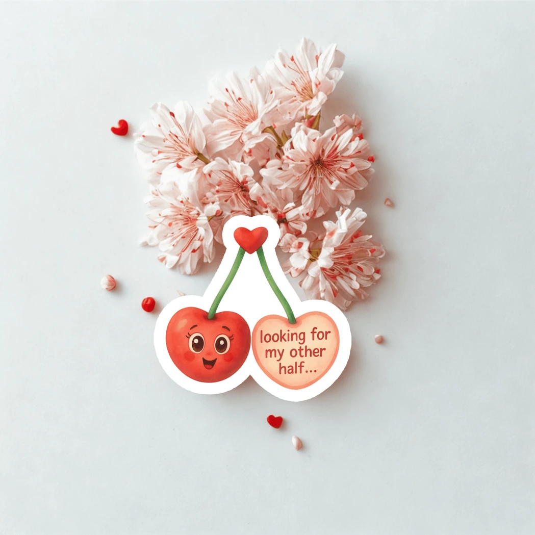 Cherry Sticker "Looking for My Other Half"