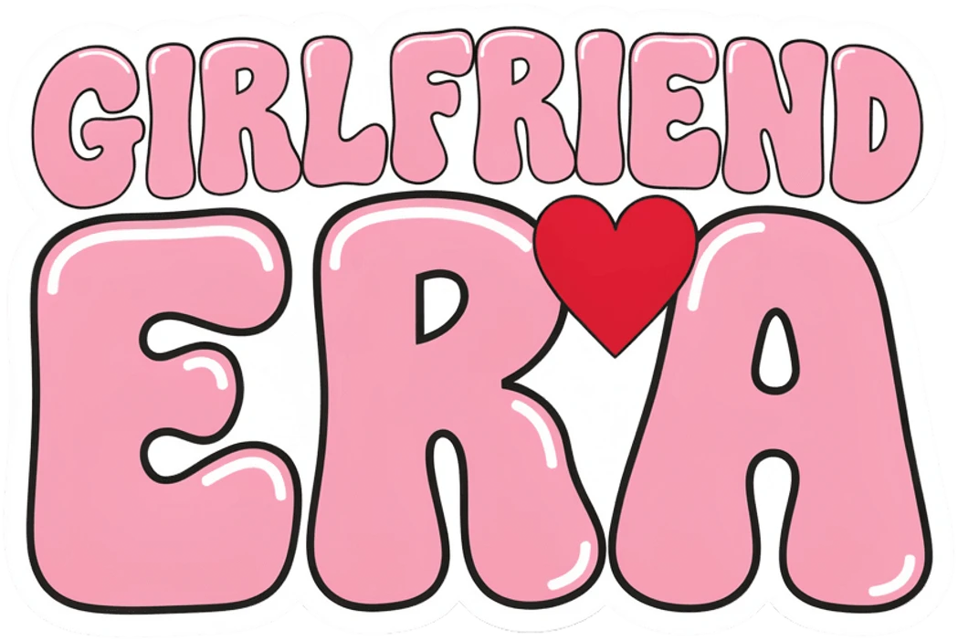 Girlfriend Era Car Decal - Pink Bubble Letter Vinyl Window Sticker
