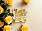 Good Vibes Only Smiley Sun Retro Sticker