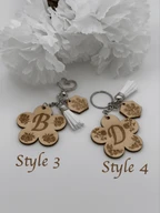 Wooden Flower Initial Keychain - Custom Engraved Letter Keyring