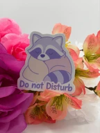 Cute Sleeping Raccoon Do Not Disturb Sticker