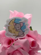 Cute Mouse Hugging Moon Kawaii Vinyl Sticker