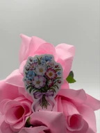 Pastel Wildflower Bouquet With Pink Ribbon Sticker