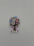 Pastel Wildflower Bouquet With Pink Ribbon Sticker