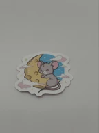 Cute Mouse Hugging Moon Kawaii Vinyl Sticker