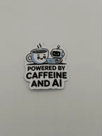 Powered By Caffeine And AI Cute Robot Coffee Sticker