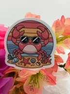 Cute Crab With Sunglasses Beach Sunset Sticker