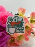 Coffee Before Chaos Retro Funny Coffee Cup Sticker
