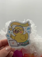 Cute Debug Baby Duck With Laptop Vinyl Sticker