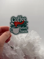 Coffee Before Chaos Retro Funny Coffee Cup Sticker