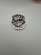 Delulu University Pink Coquette Crest Sticker