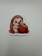 Cute Kawaii Hedgehog With Acorn Vinyl Sticker