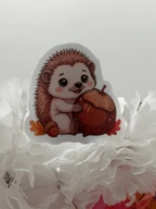 Cute Kawaii Hedgehog With Acorn Vinyl Sticker