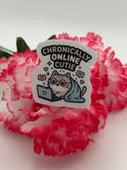 Chronically Online Cutie Cat Laptop Sticker