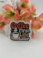 Coffee First Life Later Retro Quote Sticker