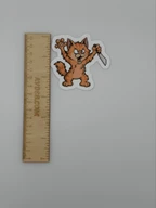 Angry Orange Cat With Knife Funny Vinyl Sticker