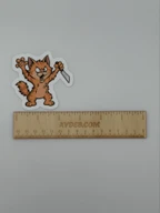 Angry Orange Cat With Knife Funny Vinyl Sticker