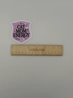Cat Mom Energy Pink Cute Coffee Vinyl Sticker
