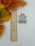 Cute British Cat Tea Pun Vinyl Sticker