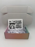 Raccoon Bathroom Sign "Please Flush only Toilet Paper"