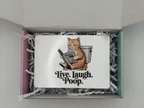 Funny Cat Bathroom Acrylic Sign - Live. Laugh. Poop.
