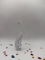 3D Printed Abstract Cat Statue, Minimalist Modern Cat Decor, White PLA Sculpture, Elegant Home Shelf Decoration