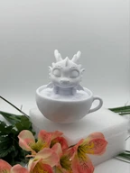 Cute Chibi Tea Dragon in Teacup - Sleeping Baby Dragon, Kawaii 3D Printable Figurine