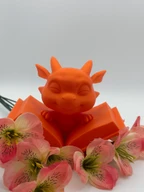 Cute Chibi Dragon in Open Book - 3D Printed Figure