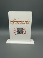 Custom QR Code Tip Sign Acrylic Stand for Coffee Shops