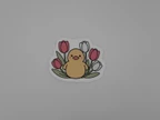 Cute Duck Sticker - Kawaii Duckling Tulip Die Cut Floral Sticker